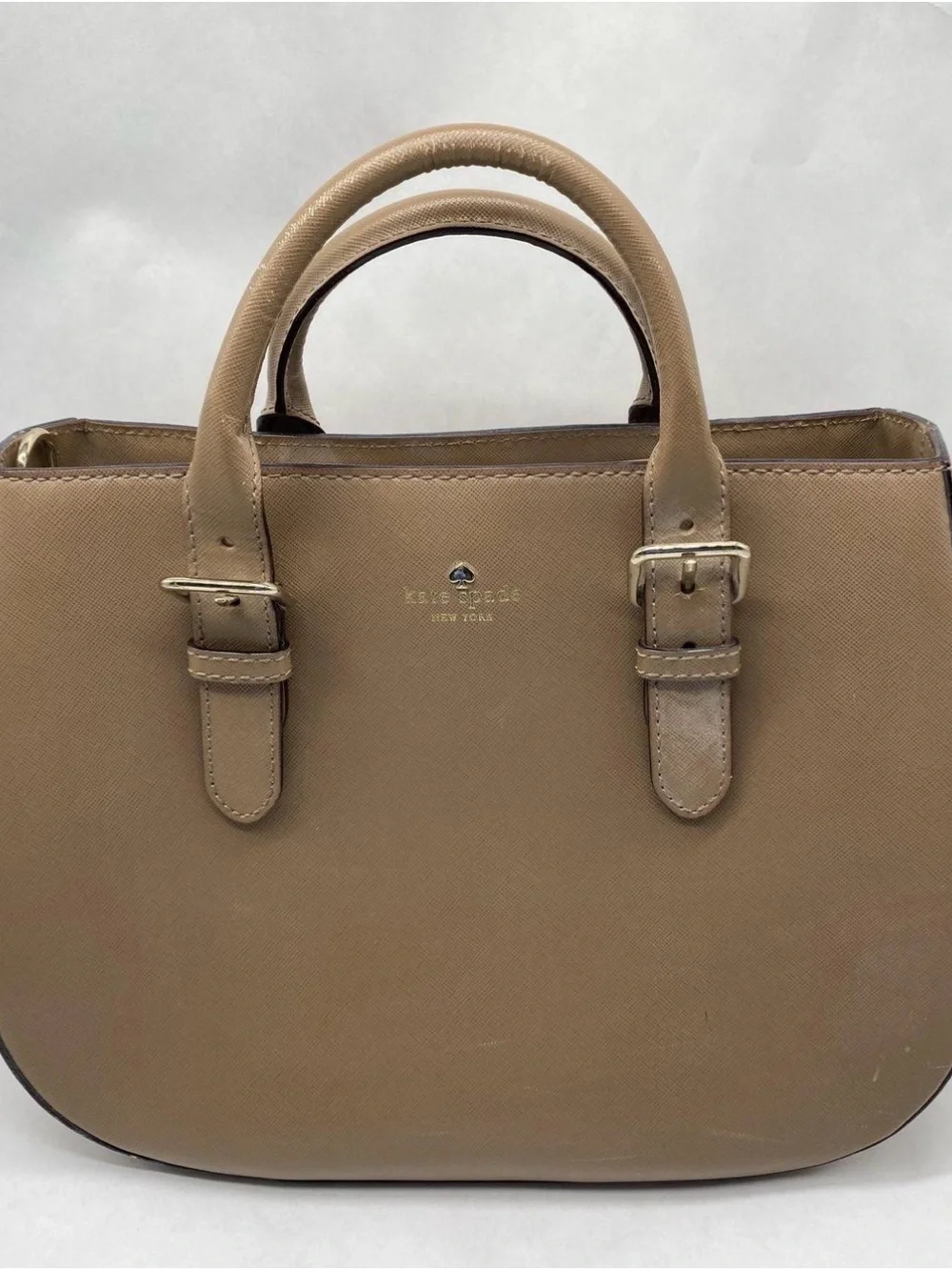 kate spade Taupe Saffiano-Style Leather Top-Handle Satchel